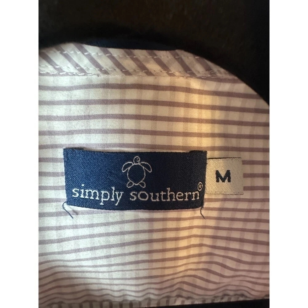 Simply Southern Navy Label Button-Up - Blue/White